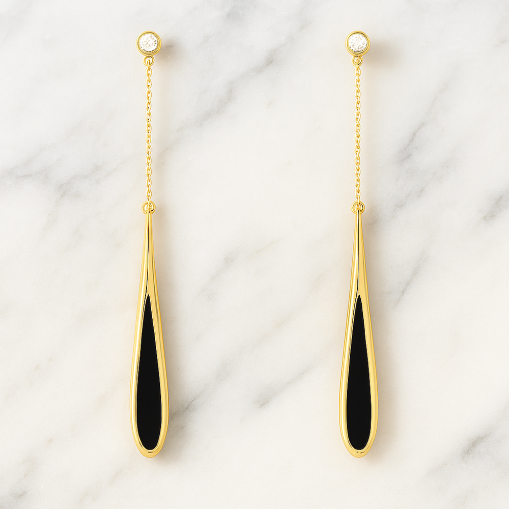 Dlouhá třásně | Dlouhé náušnice s černou třásní pro ženy