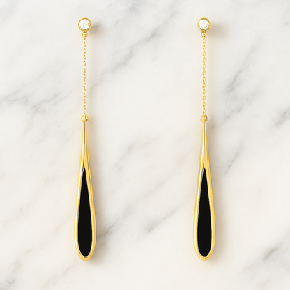 Dlouhá třásně | Dlouhé náušnice s černou třásní pro ženy