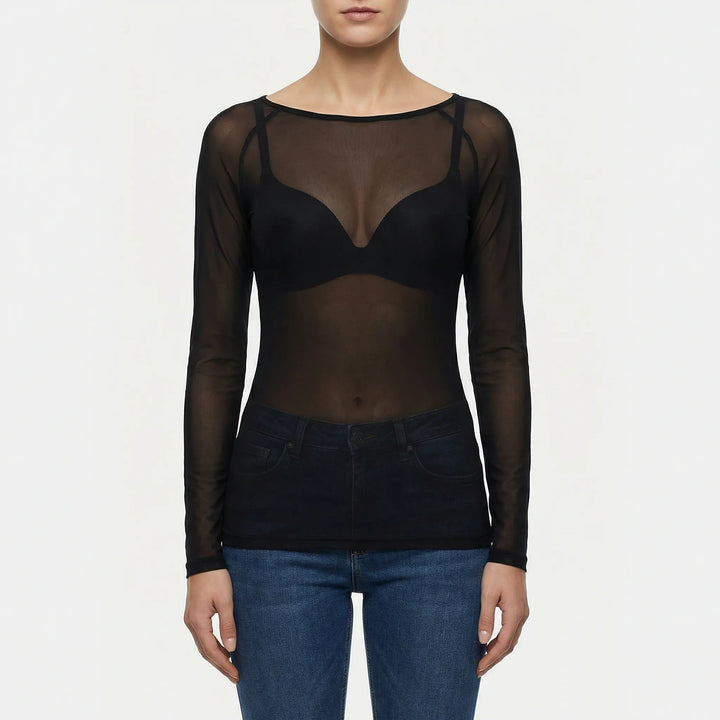 Doorzichtig Mesh Shirt Met Lange Mouwen - Jeannette