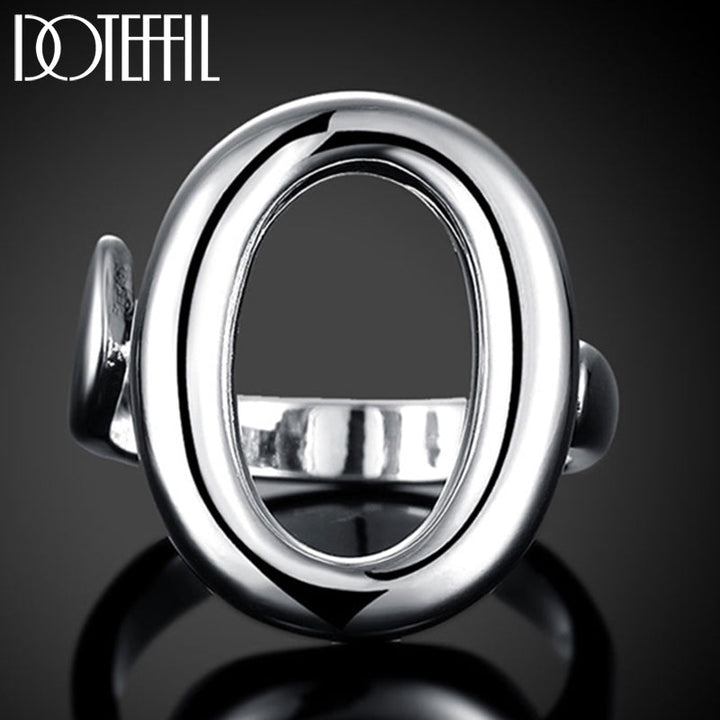 Verstellbarer 925 Sterling Silber Ring, offenes O-Design, Damen Schmuck, Hochzeit, Party.