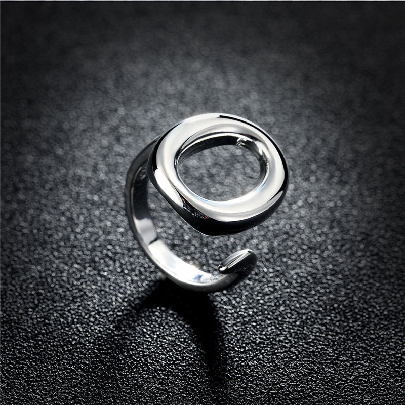 Verstellbarer 925 Sterling Silber Ring, offenes Kreisdesign, Damen Schmuck, Hochzeit, Party.