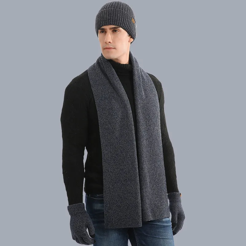 Dreiteiliges Gestricktes Winteraccessoire Set - WarmTrio