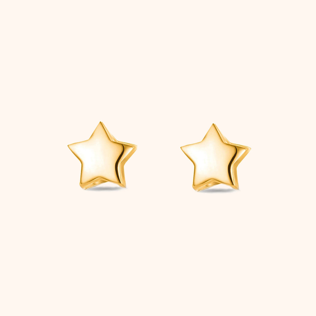 Goldene Stern-Ohrringe, glänzend, modisch, Schmuck für Damen, elegantes Accessoire.