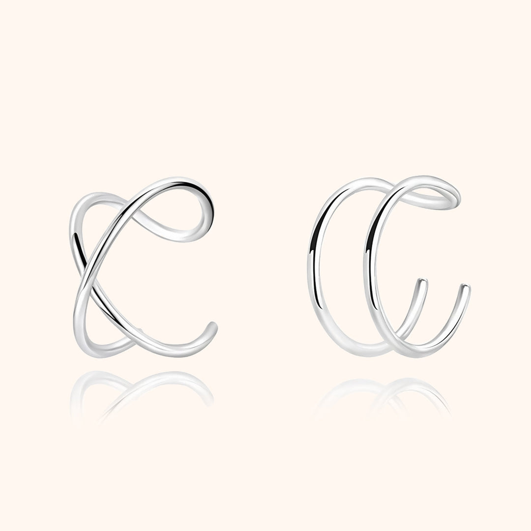 Silberne Ohrklemmen, minimalistisches Design, modische Ohrringe, Schmuck für Damen.