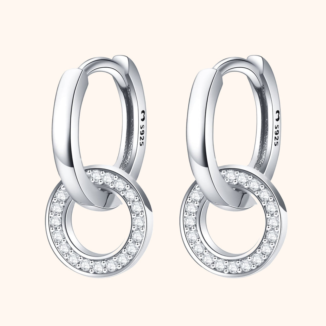 Silberne Creolen mit Zirkonia, 925 Sterling Silber, eleganter Schmuck, Damen Ohrringe