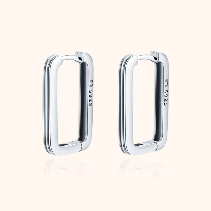 Silberne rechteckige Ohrringe S925, minimalistisches Design, eleganter Schmuck für Damen.