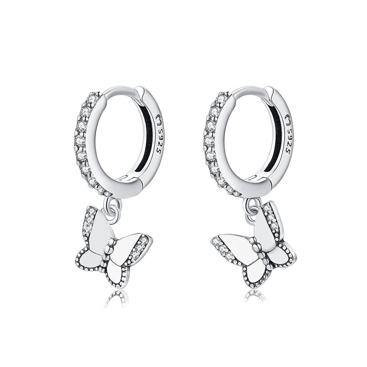 Silberne Schmetterling Ohrringe mit Zirkonia, 925 Sterling Silber, eleganter Schmuck.