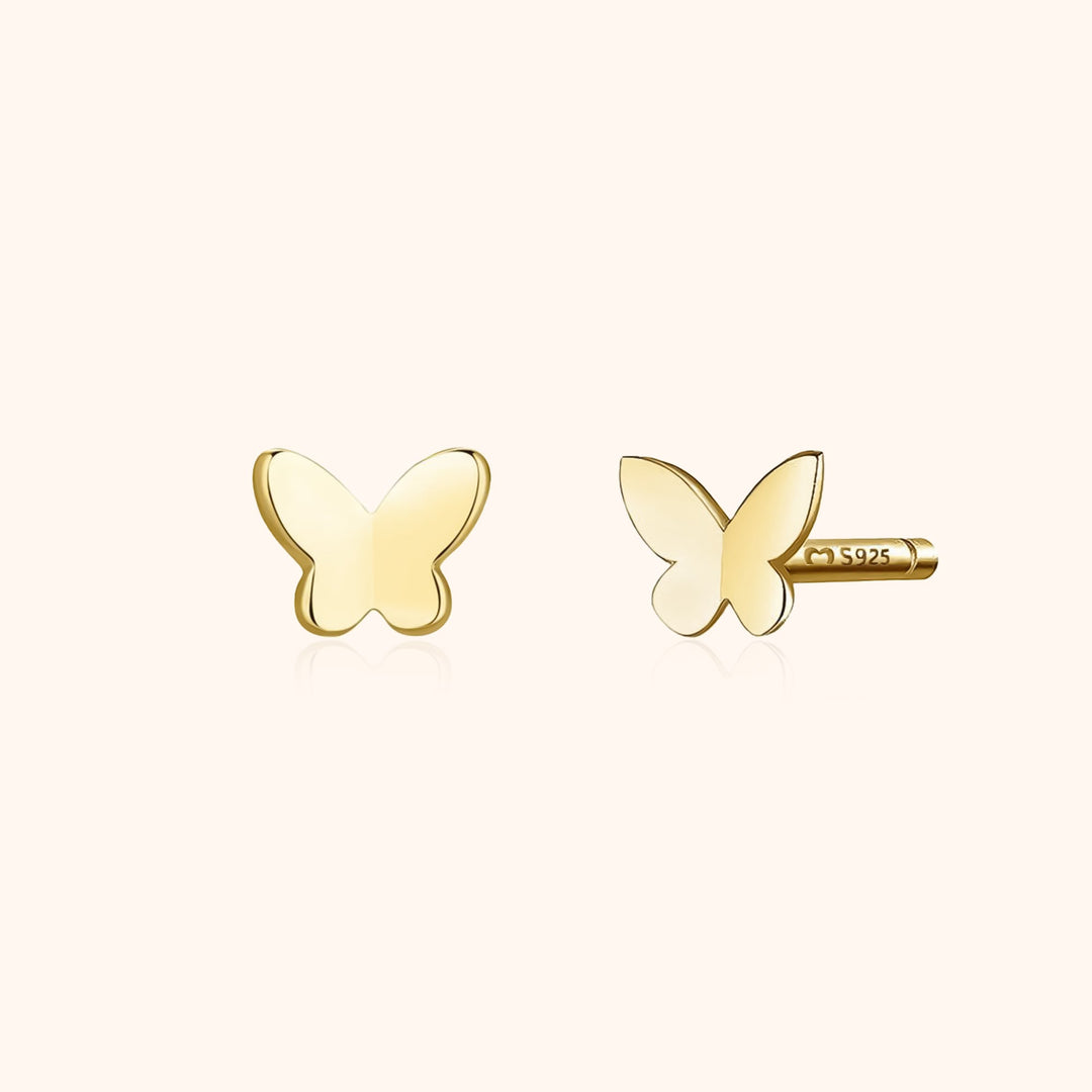 Goldene Schmetterling Ohrringe, 925er Silber, Damen Schmuck, modisch, elegant, Geschenkidee.