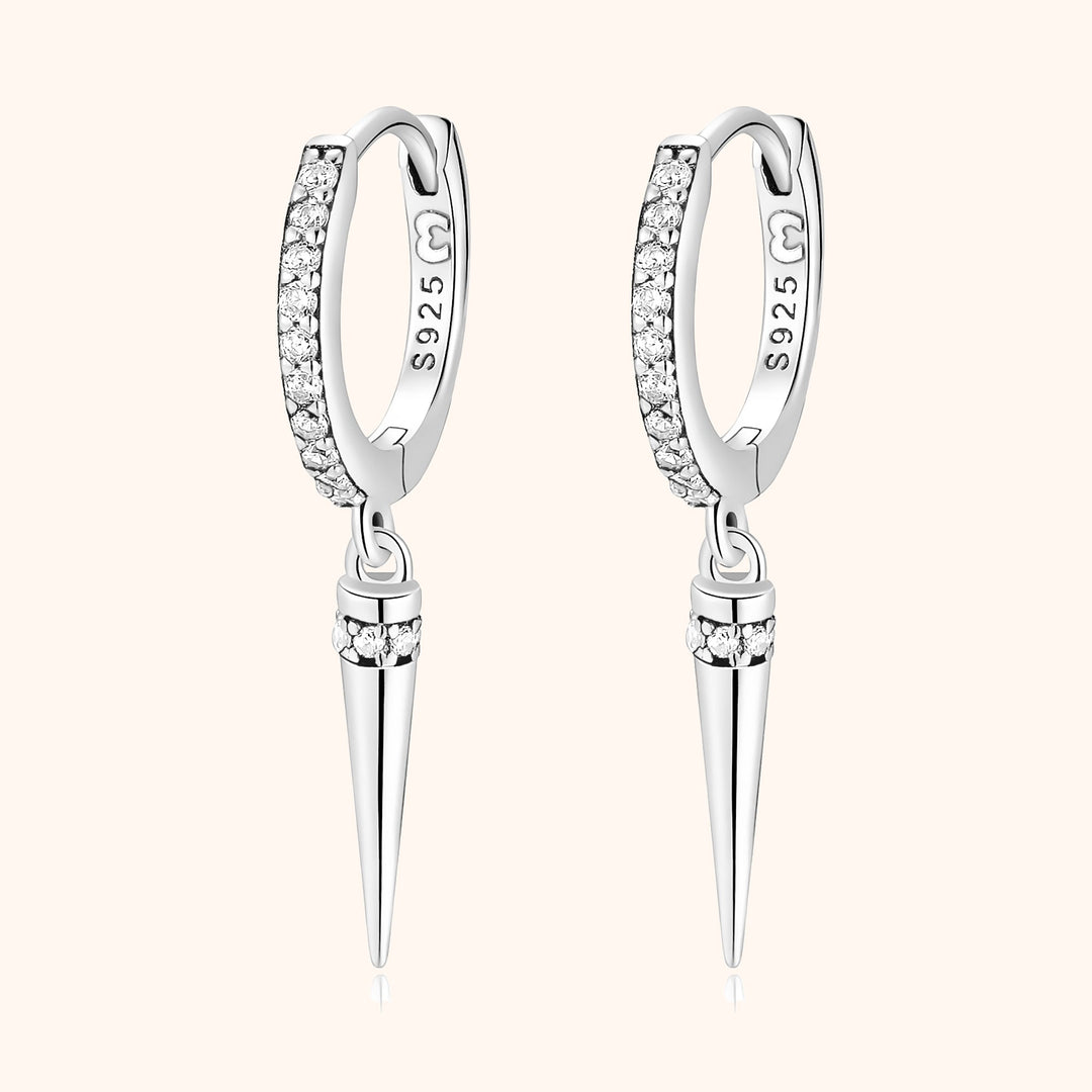 Silberne Ohrringe mit Zirkonia und Anhänger, S925, eleganter Schmuck, Damenaccessoire.