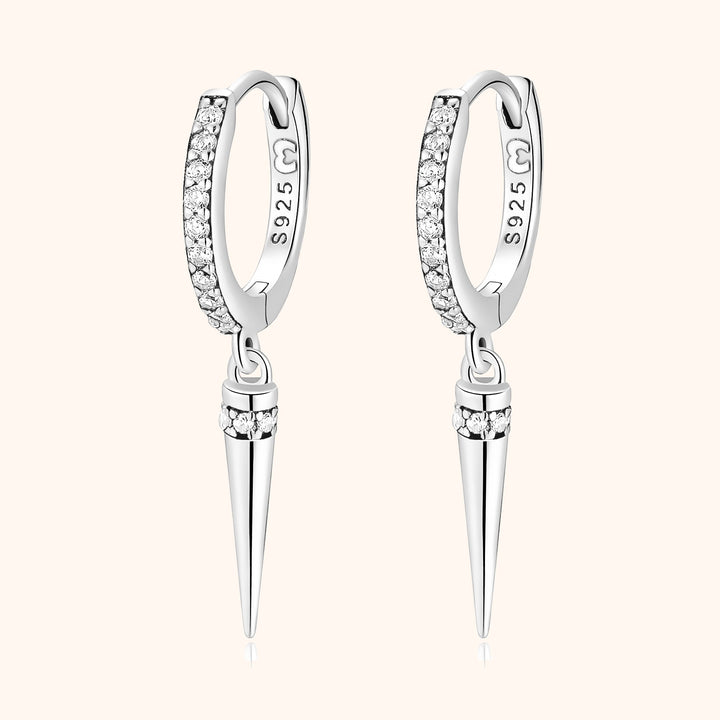 Silberne Ohrringe mit Zirkonia und Anhänger, S925, eleganter Schmuck, Damenaccessoire.