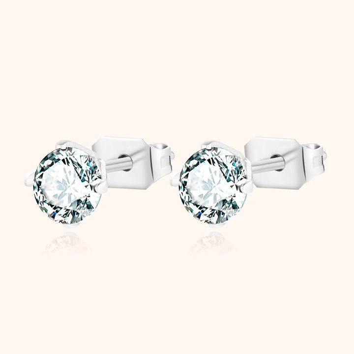 Silberne Ohrstecker mit klaren Zirkonia-Steinen, eleganter Schmuck, Damen-Accessoire.