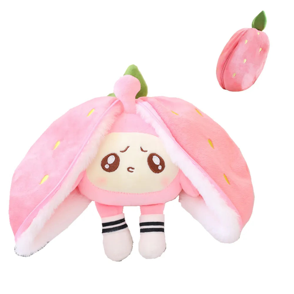 Kawaii Erdbeer-Plüschspielzeug, rosa, weich, süß, Geschenkidee, Kinder, Dekoration.
