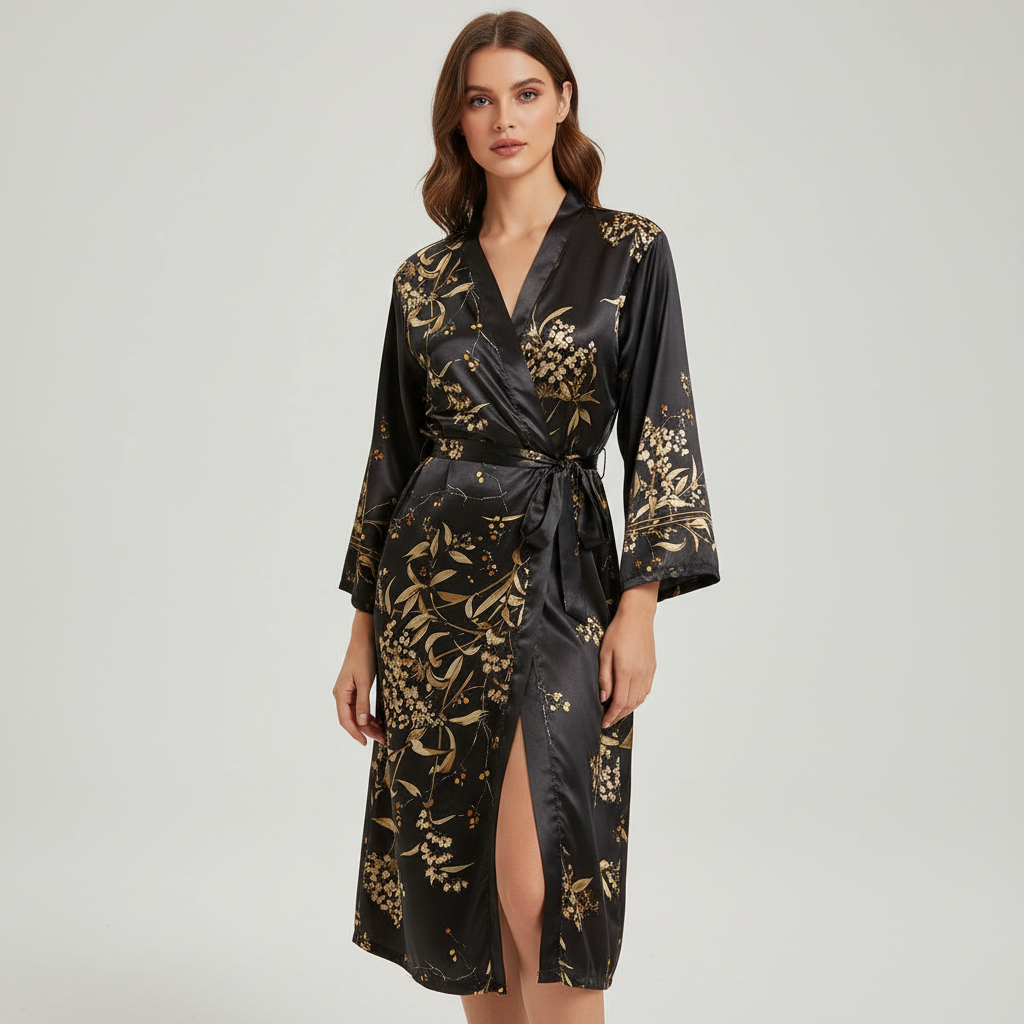 Eleganter Satin Bademantel - Lara