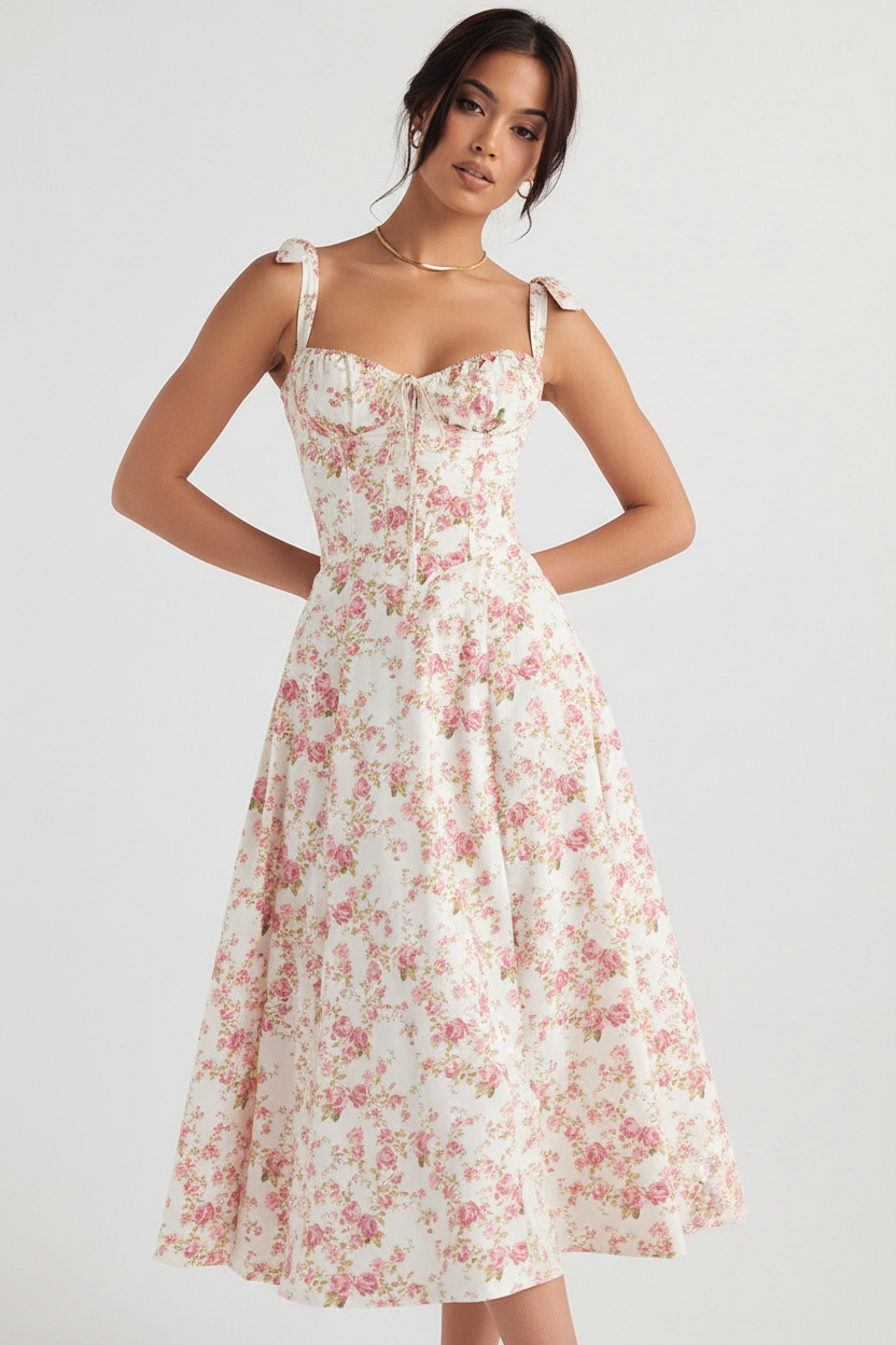 Eng Anliegendes Bustierkleid - FloralDream 