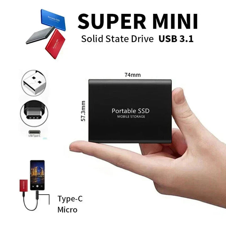 Černý miniaturní disk na dlani ruky s vyznačenými rozměry a ukázkou připojení ke smartphonu 4