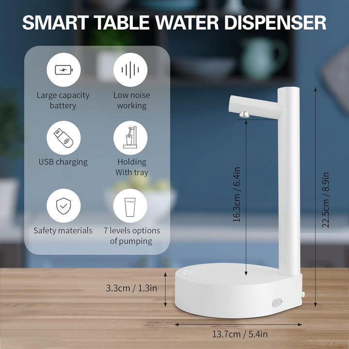 Weißer smarter Tisch-Wasserspender, USB-Ladung, leise, große Kapazität, Sicherheitsmaterialien.