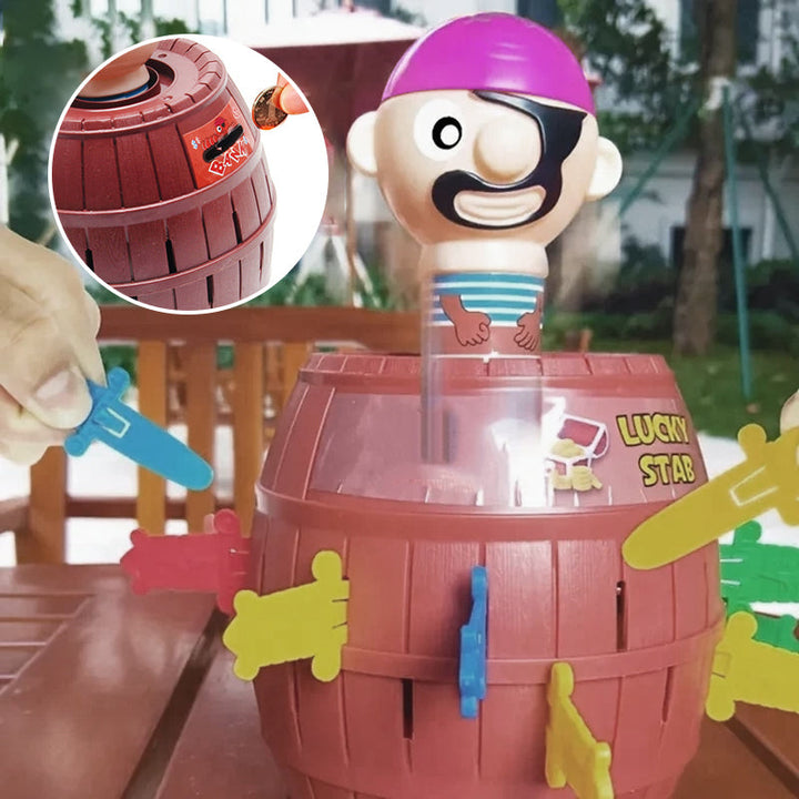 Spielzeug Piratenfass mit bunten Schwertern, Pop-Up Pirat, Kinderspiel, Outdoor, Kunststoff