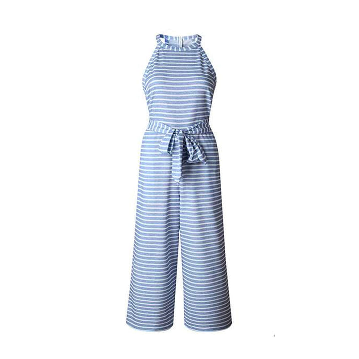 Vzdušný a stylový dámský jumpsuit s páskem a pruhy – Nayla