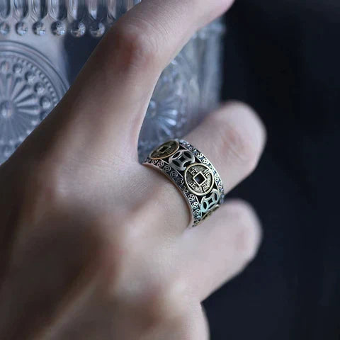Silberring mit keltischem Kreuz, handgefertigt, Herrenring, Schmuck, Vintage-Design.