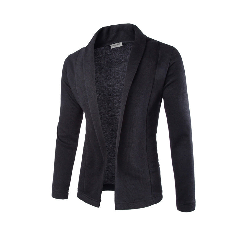 Schwarzer Herren-Casual-Cardigan, langärmelig, modisch, hochwertig, einfarbig.