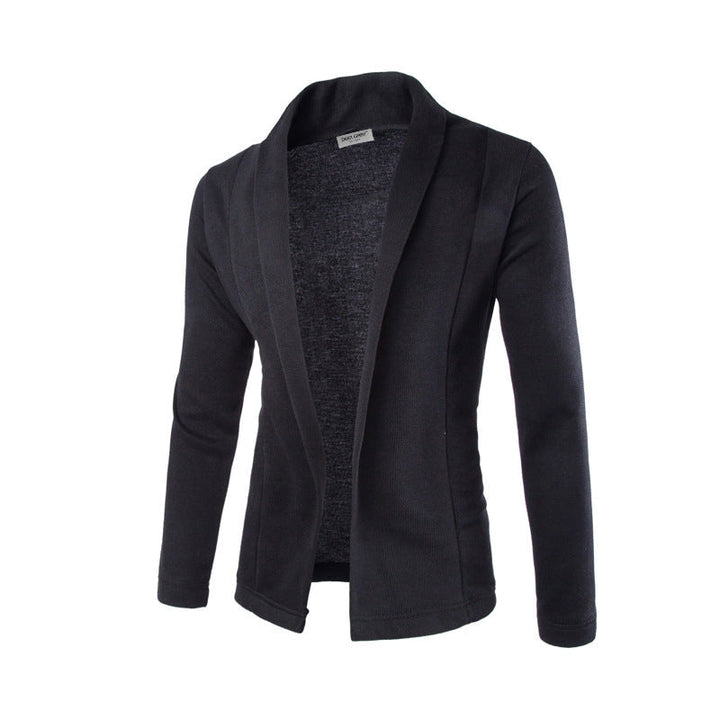 Schwarzer Herren-Casual-Cardigan, langärmelig, modisch, hochwertig, einfarbig.