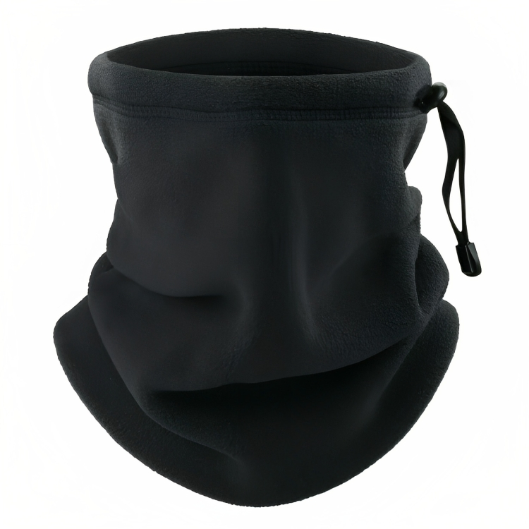 Schwarzer Fleece-Schlauchschal, verstellbar, warm, ideal für Outdoor-Aktivitäten im Winter.