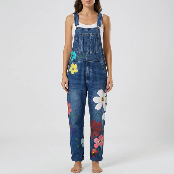 Floral Print Dungaree Jumpsuit - Susie