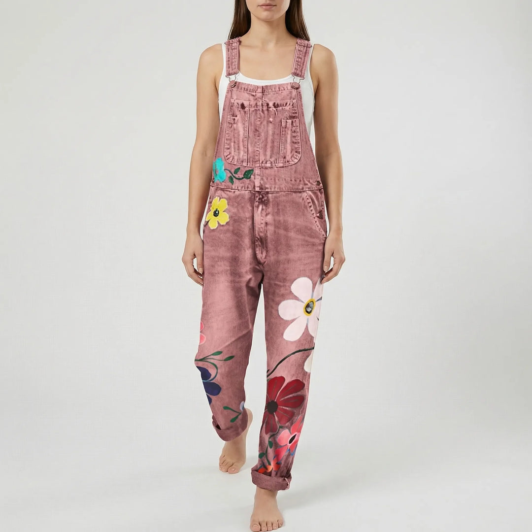Floral Print Dungaree Jumpsuit - Susie