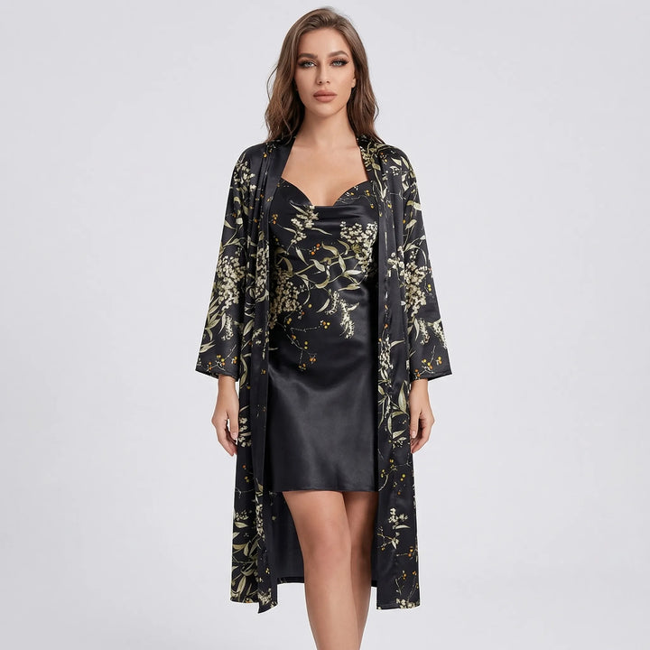 Floral Print Kimono And Slip Dress Set - Thelma