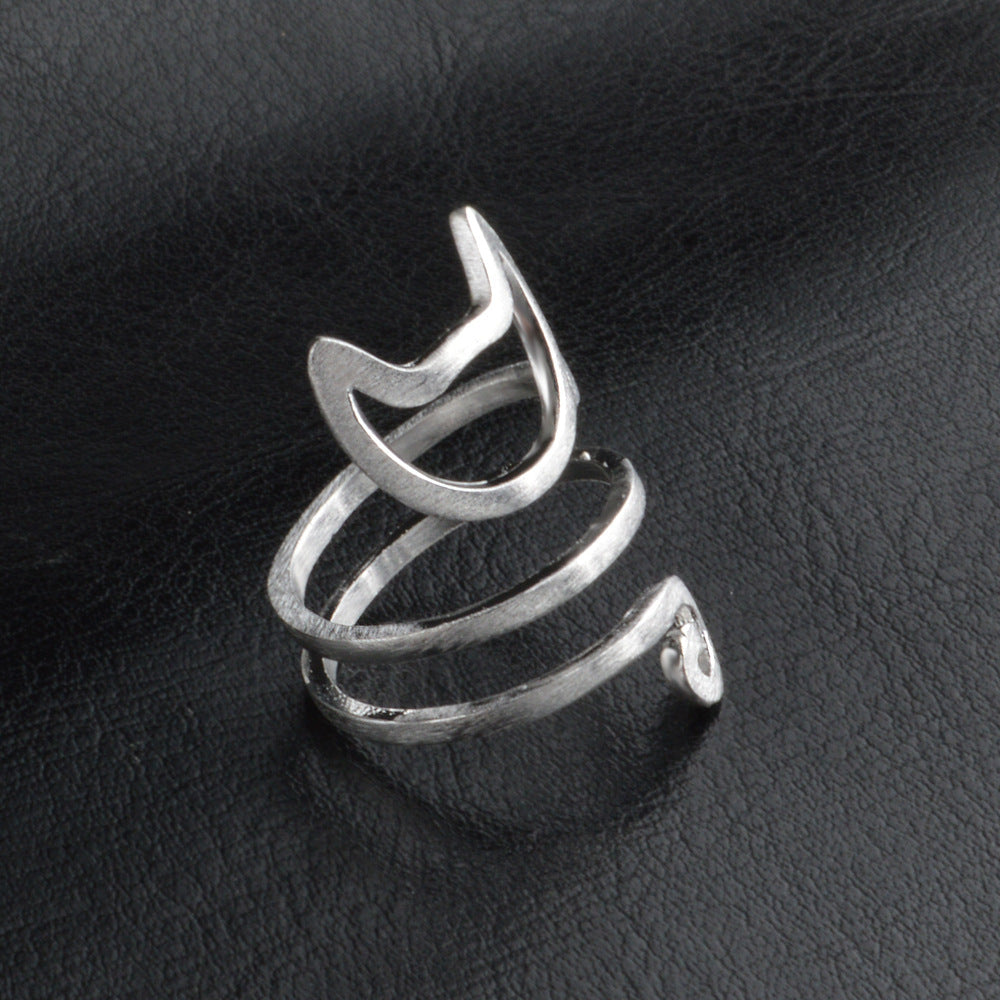 Silberner Katzenring, handgefertigt, kreatives Design, Damen-Schmuck, modisch, elegant.
