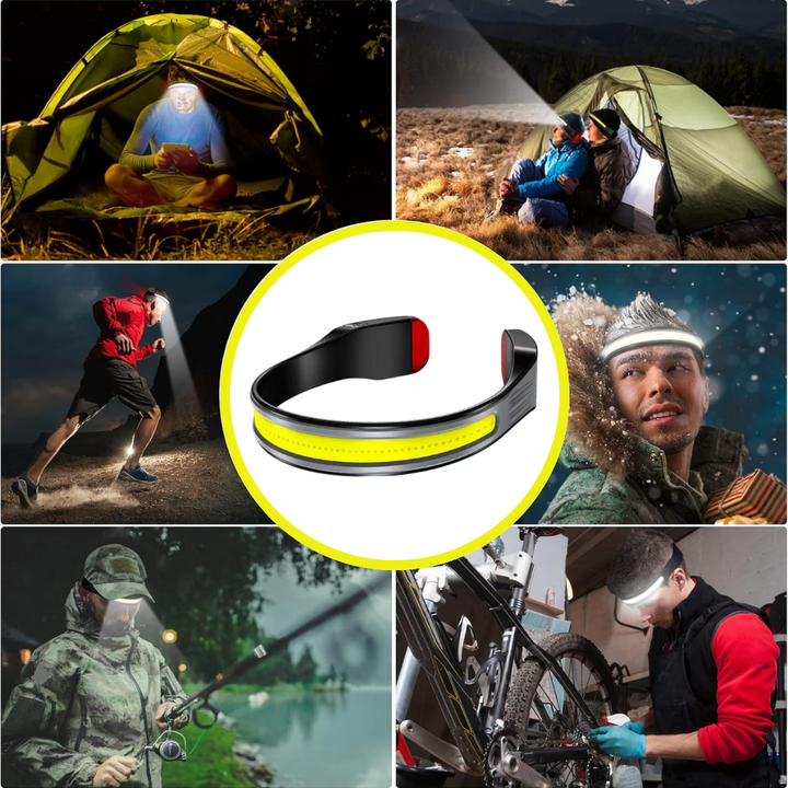 LED-Stirnlampe, schwarz, Outdoor-Aktivitäten, Camping, Laufen, Angeln, Fahrradreparatur.
