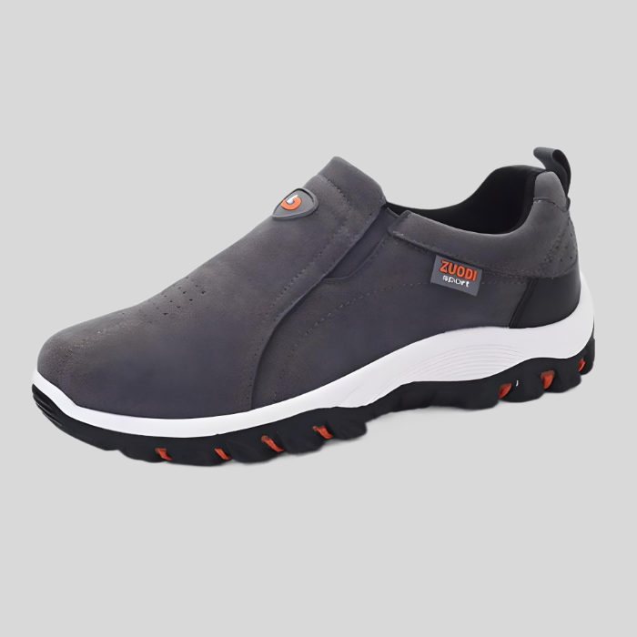 Grauer Herren-Sneaker, rutschfest, atmungsaktiv, sportlich, bequem, modisch, Freizeit.
