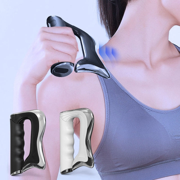Schwarzer ergonomischer Massagegriff für Nackenentspannung, Muskelmassagegerät, Fitnesszubehör.