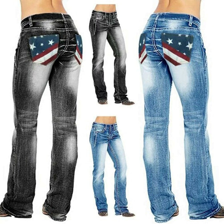 Dámské bootcut džíny s detaily vlajek – Madison