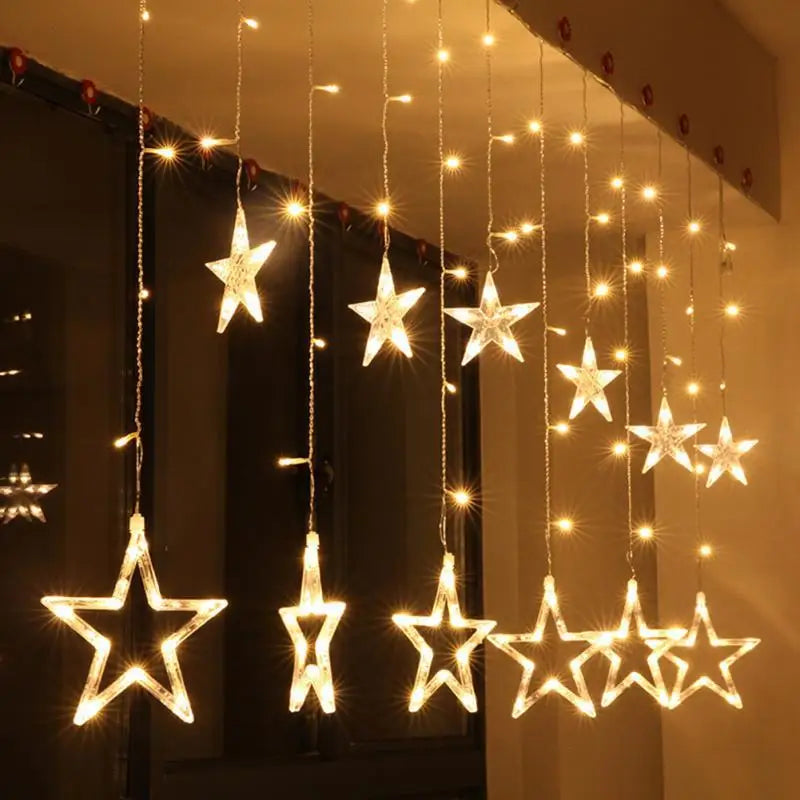 Sternförmige LED-Lichterkette, warmweiß, Fensterdekoration, Weihnachtsbeleuchtung, Innenbereich.