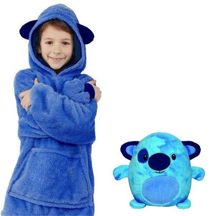 Hoodie Winter Child s funkcí obrátitelného plyšového zvířátka – edice Momo Sněhové vločky