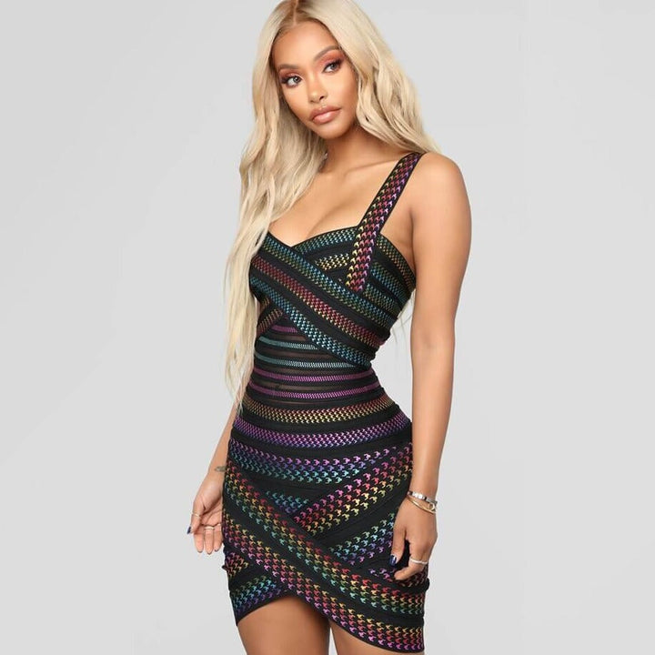 Trendy pruhované bodycon mini šaty pro ženy – Liana