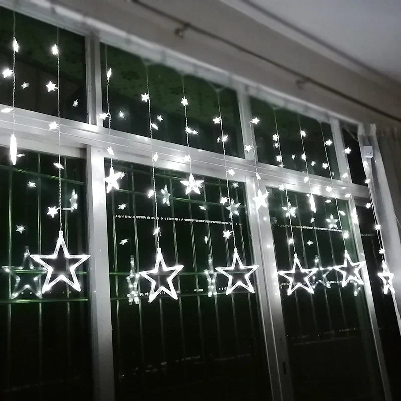 Stern-Lichterkette am Fenster, LED, warmweiß, Weihnachtsdekoration, Innenbeleuchtung.