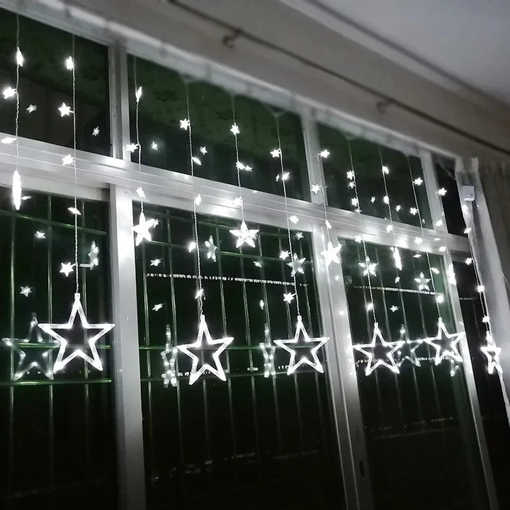 Stern-Lichterkette am Fenster, LED, warmweiß, Weihnachtsdekoration, Innenbeleuchtung.
