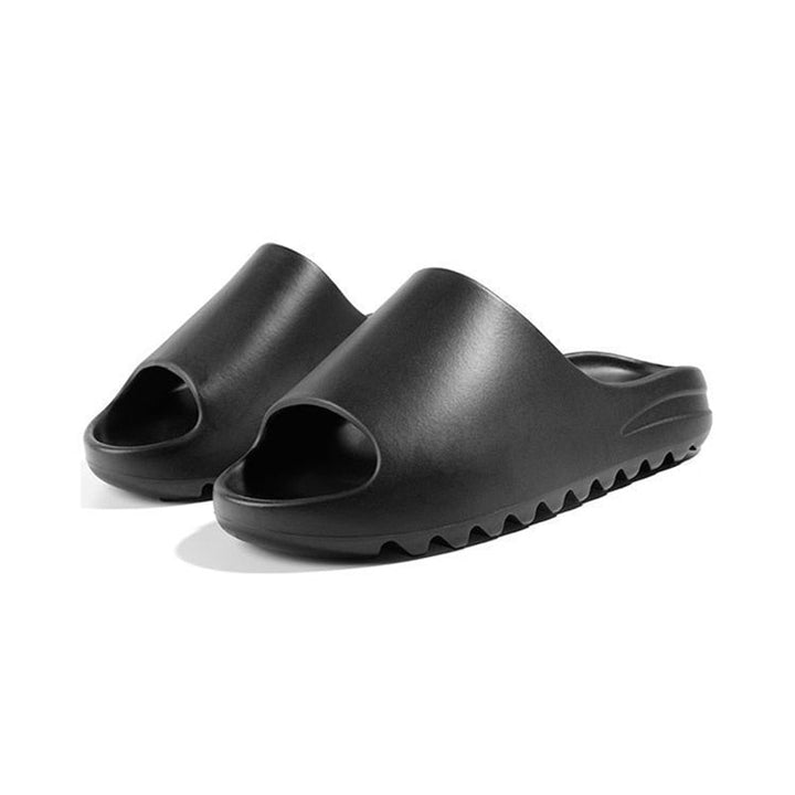 Schwarze Unisex-Badeschlappen, rutschfest, bequem, für Strand und Pool.