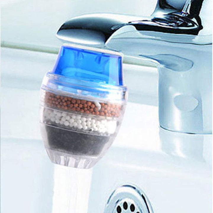 Wasserhahnfilter mit Mineralsteinen, blau, Wasserreiniger, Küche, Bad, Kalkschutz.