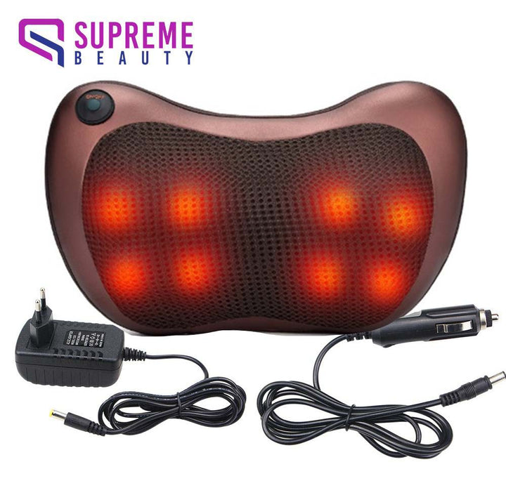 Shiatsu-Massagekissen mit Wärmefunktion, braun, Netzteil und Autoadapter, Supreme Beauty.
