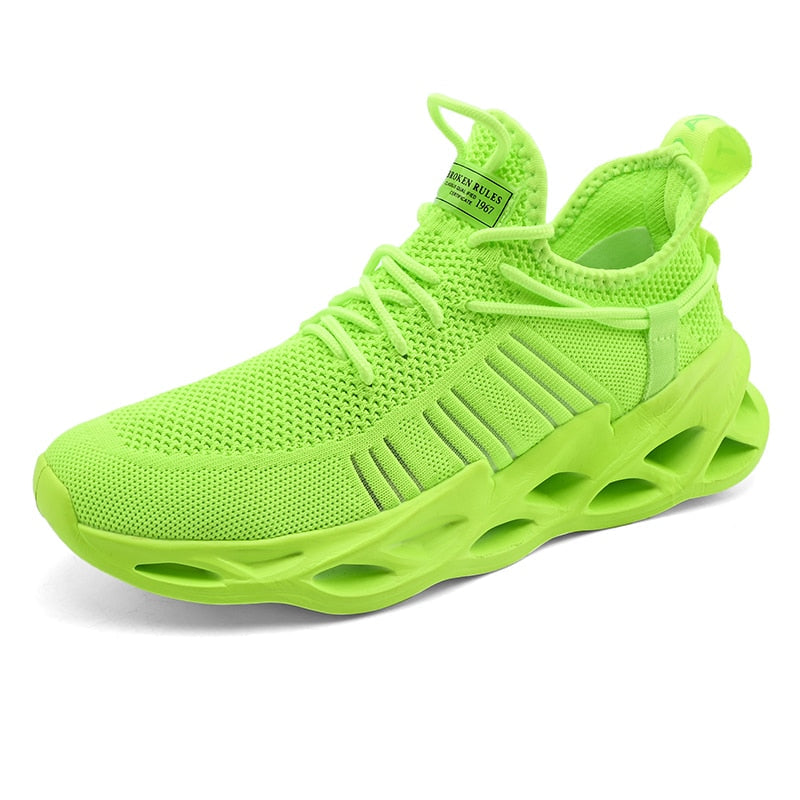 Neongrüner Sportschuh, atmungsaktives Mesh, modisches Design, Herren Sneaker.