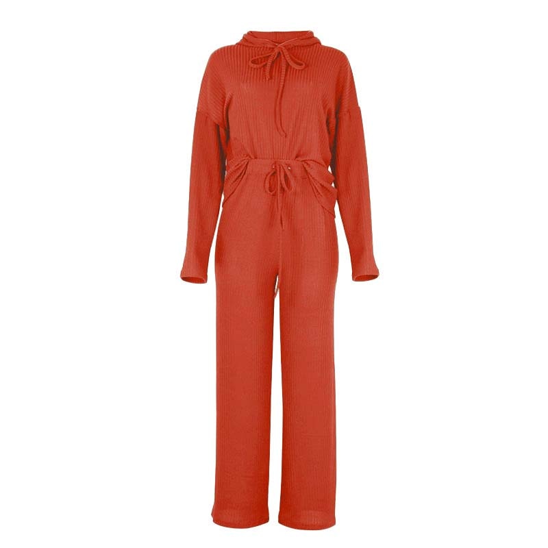 Roter Damen-Strickoverall mit Schleife, langärmelig, modisch, bequem, Herbstmode.