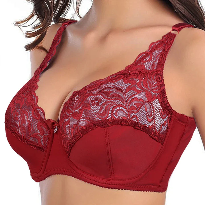 Roter Spitzen-BH für Damen, verstellbare Träger, elegantes Design, Unterwäsche, Dessous.