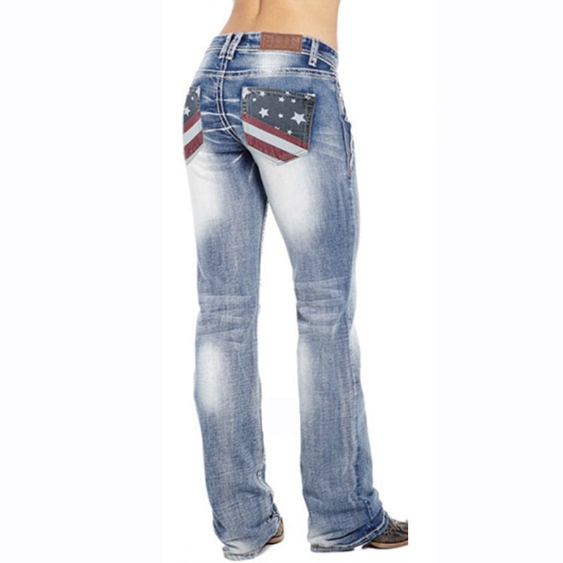 Dámské bootcut džíny s detaily vlajek – Madison
