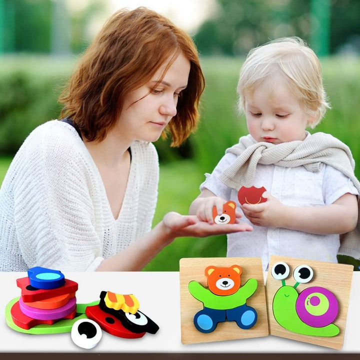 Montessori dřevěné vzdělávací puzzle – Barevná radost (1+1 zdarma)