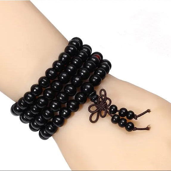 Schwarzes Holzarmband, Perlen, elastisch, Unisex, modisch, Schmuck, Handgelenk, Accessoire.