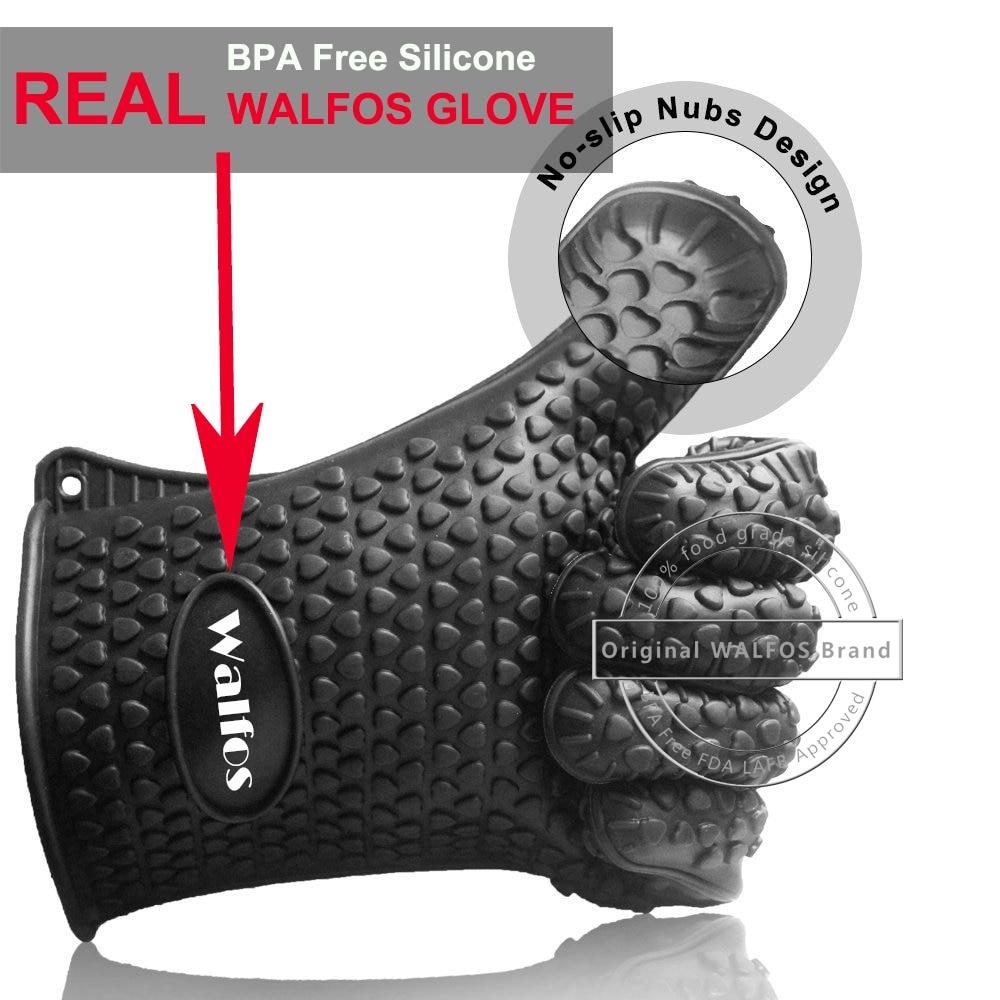 Schwarzer Walfos Silikon-Ofenhandschuh, BPA-frei, rutschfest, hitzebeständig, Küche.