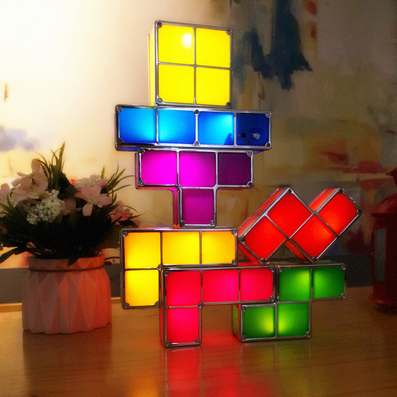 Bunte Tetris-Lampe, stapelbare LED-Leuchten, Retro-Dekor, Wohnzimmer, Nachtlicht.